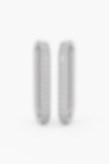 14kt White Gold Finish Round & Ashth-Cut Diamond Huggie Earrings by ASHTH at Pernia's Pop Up Shop