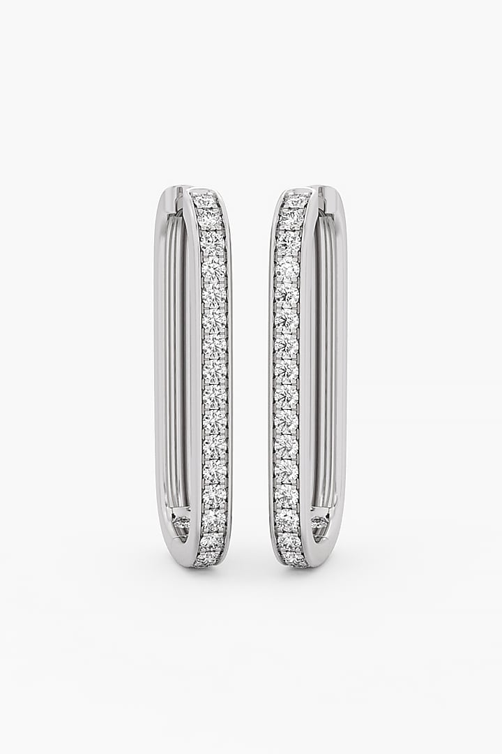 14kt White Gold Finish Round & Ashth-Cut Diamond Huggie Earrings by ASHTH at Pernia's Pop Up Shop