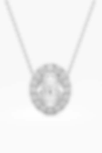 14kt White Gold Finish Lab Grown Oval-Cut Diamond Halo Pendant by ASHTH at Pernia's Pop Up Shop