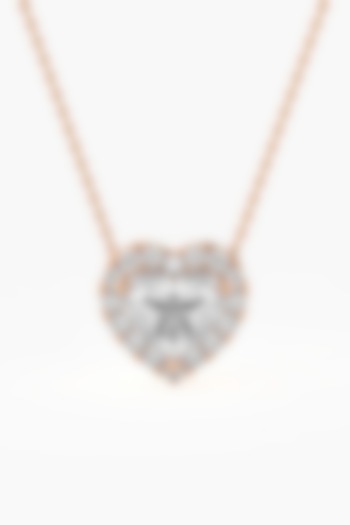 14kt Rose Gold Finish Lab Grown Heart-Cut Diamond Halo Pendant by ASHTH at Pernia's Pop Up Shop