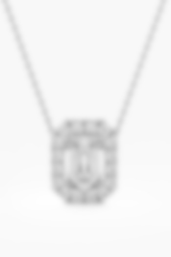 14kt White Gold Finish Lab Grown Emerald-Cut Diamond Halo Pendant by ASHTH at Pernia's Pop Up Shop