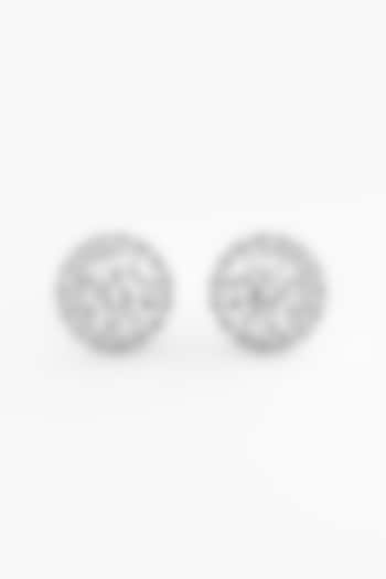 14kt White Gold Finish Lab Grown Round-Cut Diamond Halo Stud Earrings by ASHTH at Pernia's Pop Up Shop