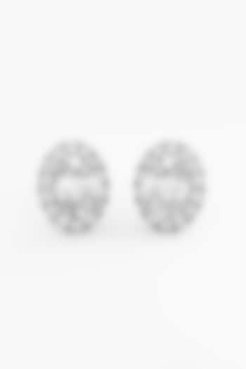 14kt White Gold Finish Lab Grown Oval-Cut Diamond Halo Stud Earrings by ASHTH at Pernia's Pop Up Shop