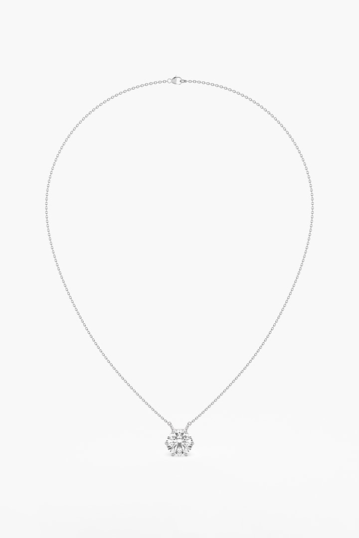 14kt White Gold Finish Lab Grown Round-Cut Diamond Pendant Chain Necklace by ASHTH at Pernia's Pop Up Shop