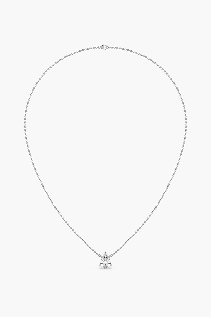 14kt White Gold Finish Lab Grown Pear-Cut Diamond Pendant Chain Necklace by ASHTH at Pernia's Pop Up Shop