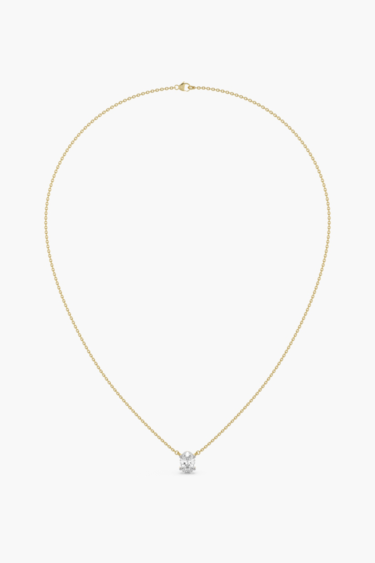14kt Yellow Gold Finish Lab Grown Oval-Cut Diamond Pendant Chain Necklace by ASHTH at Pernia's Pop Up Shop