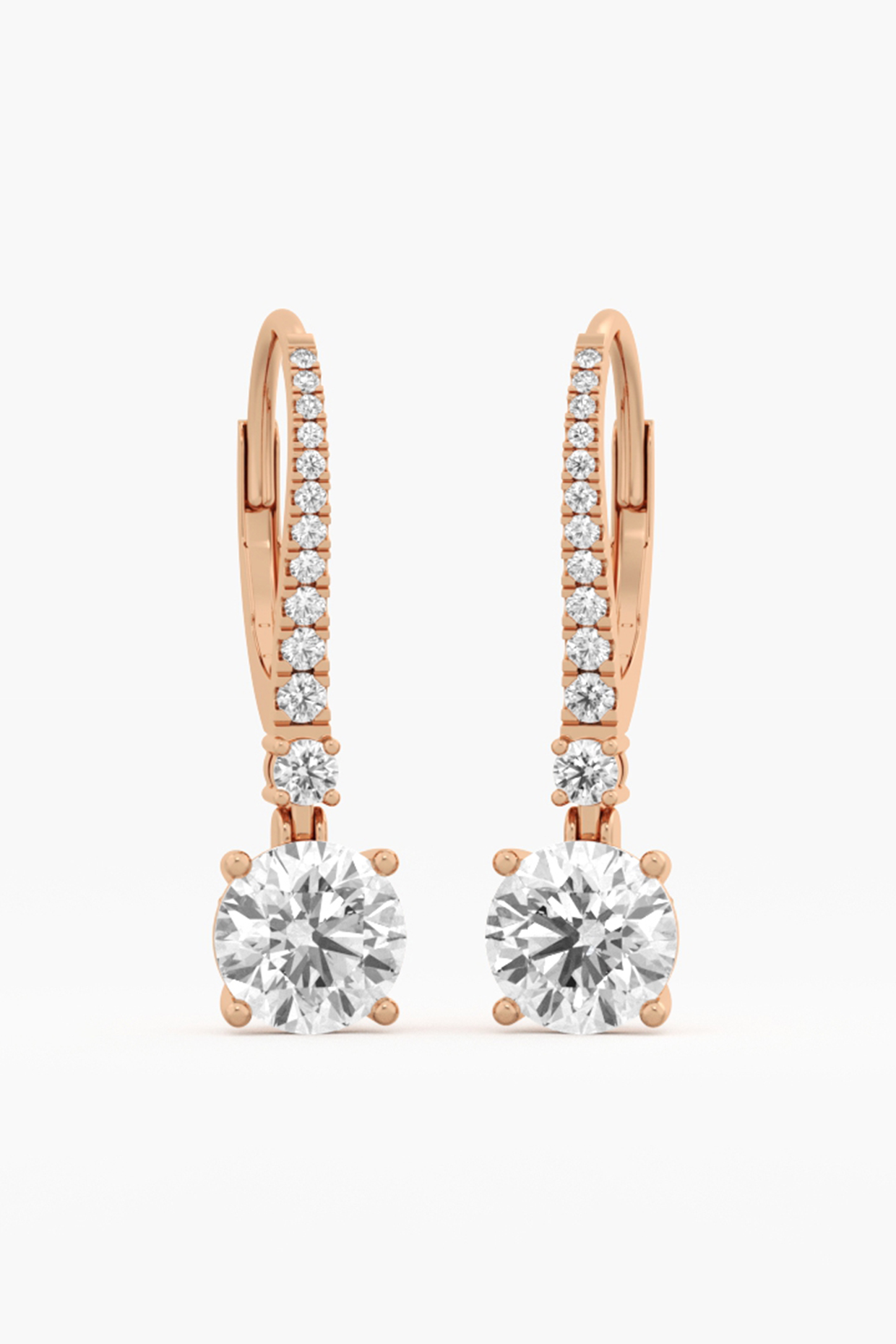 14kt Rose Gold Finish Lab Grown Round-Cut Diamond Huggie Earrings by ASHTH at Pernia's Pop Up Shop