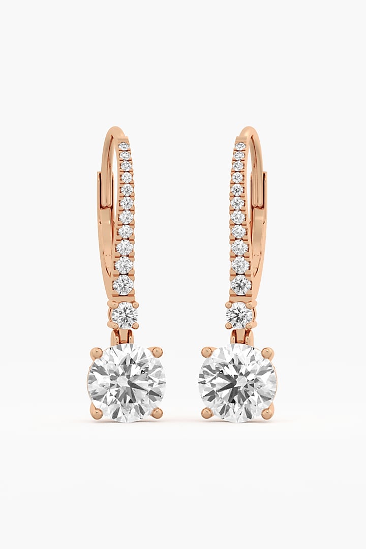 14kt Rose Gold Finish Lab Grown Round-Cut Diamond Huggie Earrings by ASHTH at Pernia's Pop Up Shop