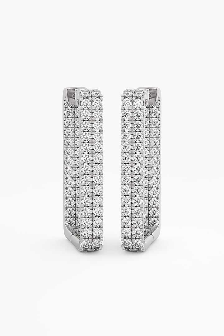 14kt White Gold Finish Round-Cut Diamond Huggie Earrings by ASHTH at Pernia's Pop Up Shop