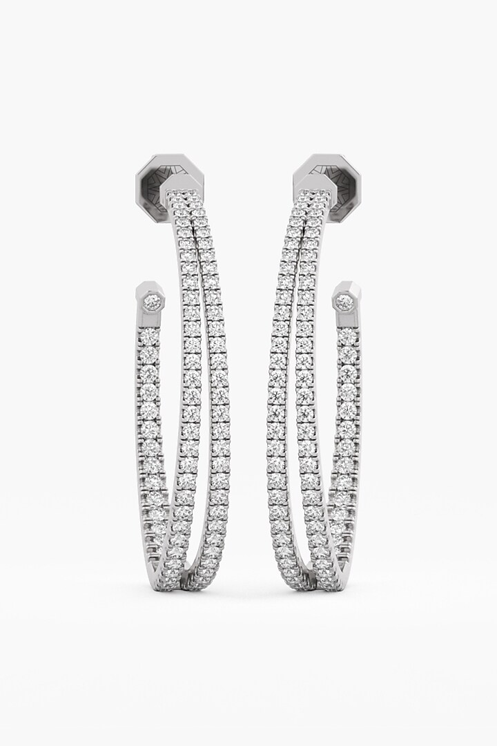 14kt White Gold Finish Round & Ashth-Cut Diamond Open Hoop Earrings by ASHTH at Pernia's Pop Up Shop