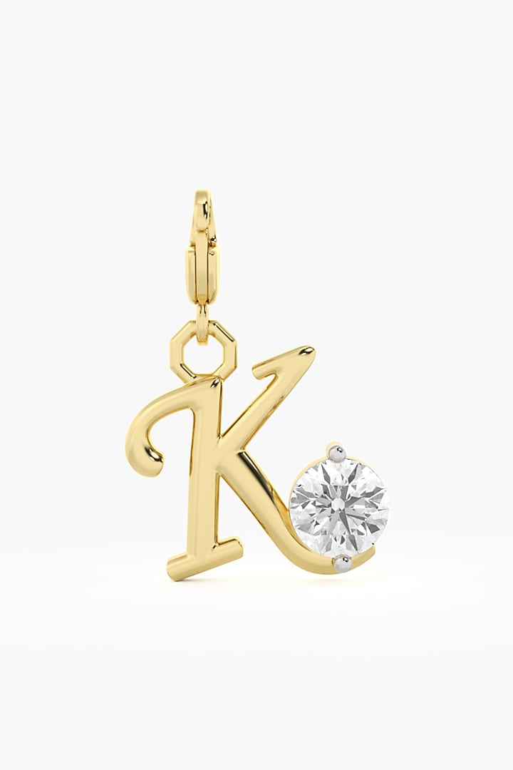 9kt Yellow Gold Finish Diamond K Initial Charm by ASHTH at Pernia's Pop Up Shop