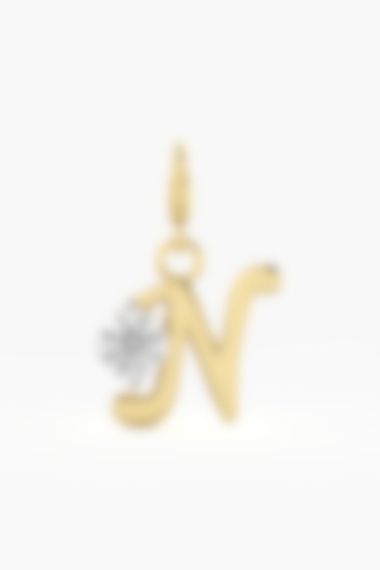 9kt Yellow Gold Finish Diamond N Initial Charm by ASHTH at Pernia's Pop Up Shop