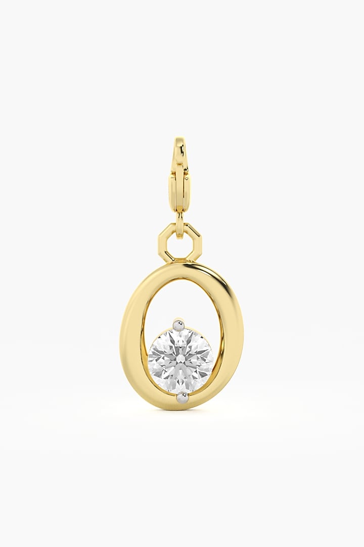9kt Yellow Gold Finish Diamond O Initial Charm by ASHTH at Pernia's Pop Up Shop
