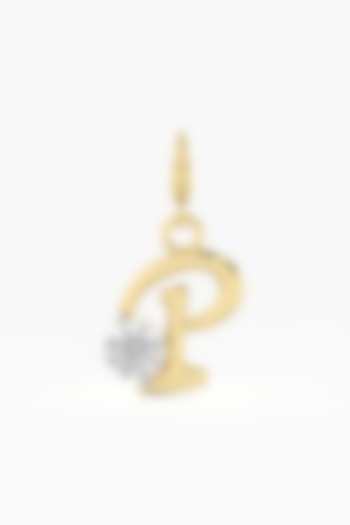 9kt Yellow Gold Finish Diamond P Initial Charm by ASHTH at Pernia's Pop Up Shop