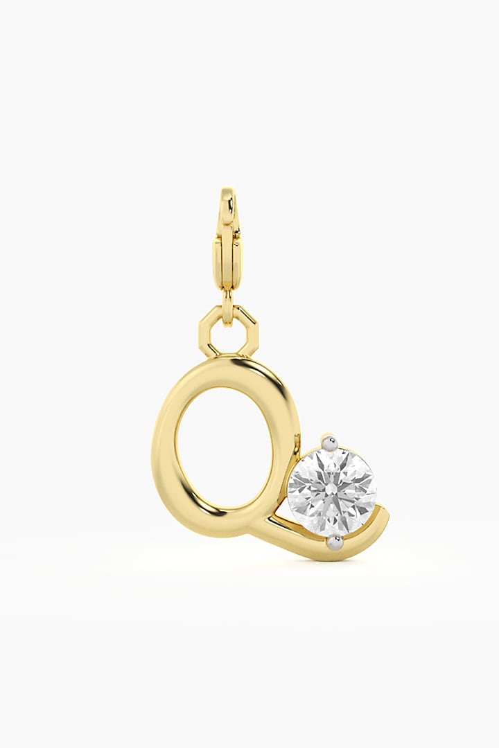 9kt Yellow Gold Finish Diamond Q Initial Charm by ASHTH at Pernia's Pop Up Shop
