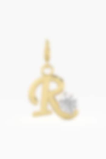 9kt Yellow Gold Finish Diamond R Initial Charm by ASHTH at Pernia's Pop Up Shop