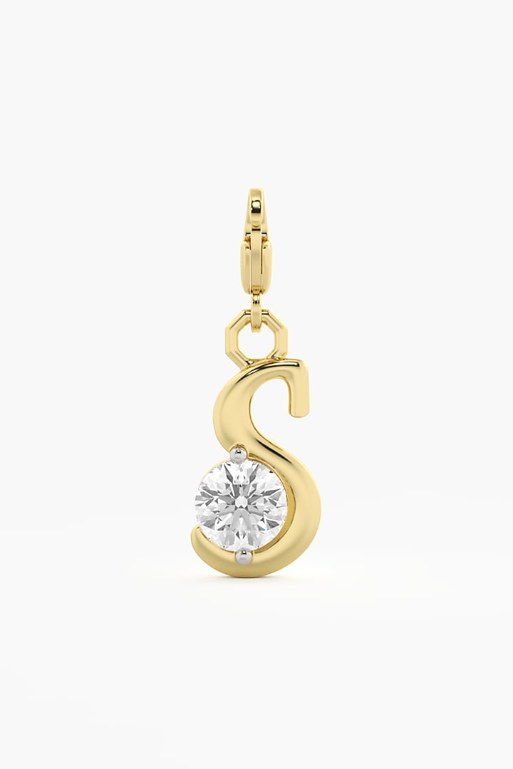 9kt Yellow Gold Finish Diamond S Initial Charm by ASHTH at Pernia's Pop Up Shop
