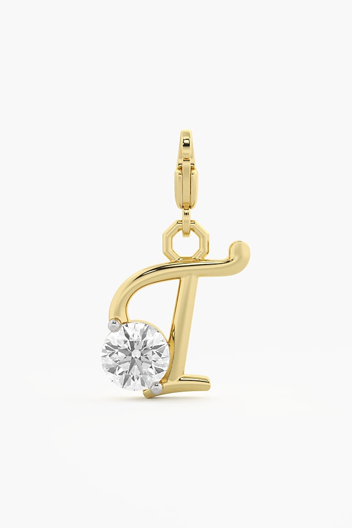 9kt Yellow Gold Finish Diamond T Initial Charm by ASHTH at Pernia's Pop Up Shop