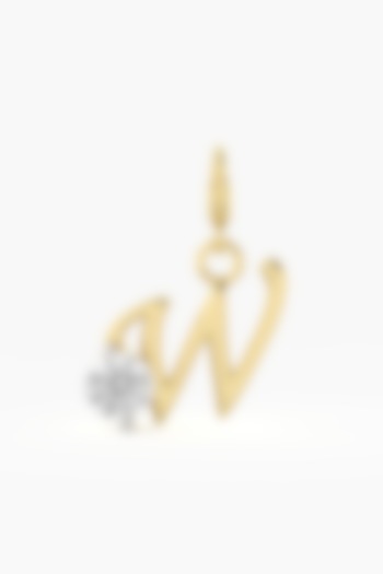 9kt Yellow Gold Finish Diamond W Initial Charm by ASHTH at Pernia's Pop Up Shop