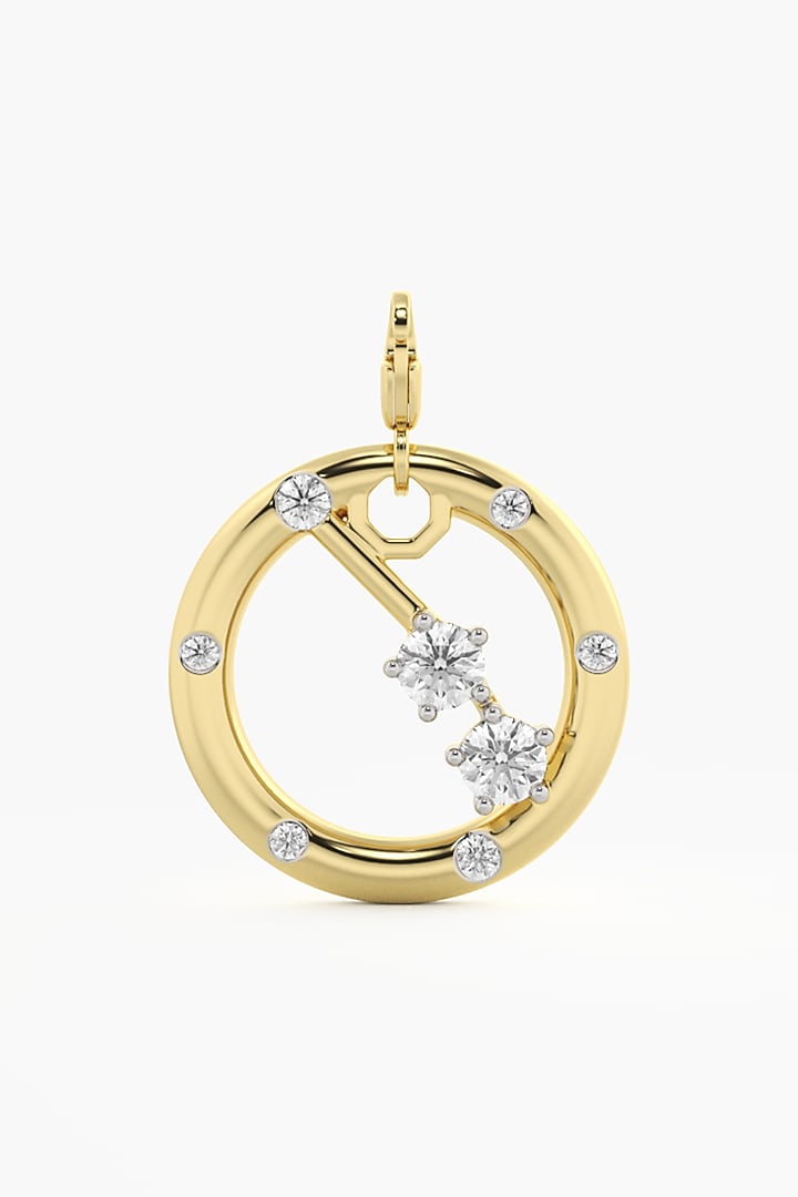 9kt Yellow Gold Finish Diamond Aries Zodiac Charm by ASHTH at Pernia's Pop Up Shop