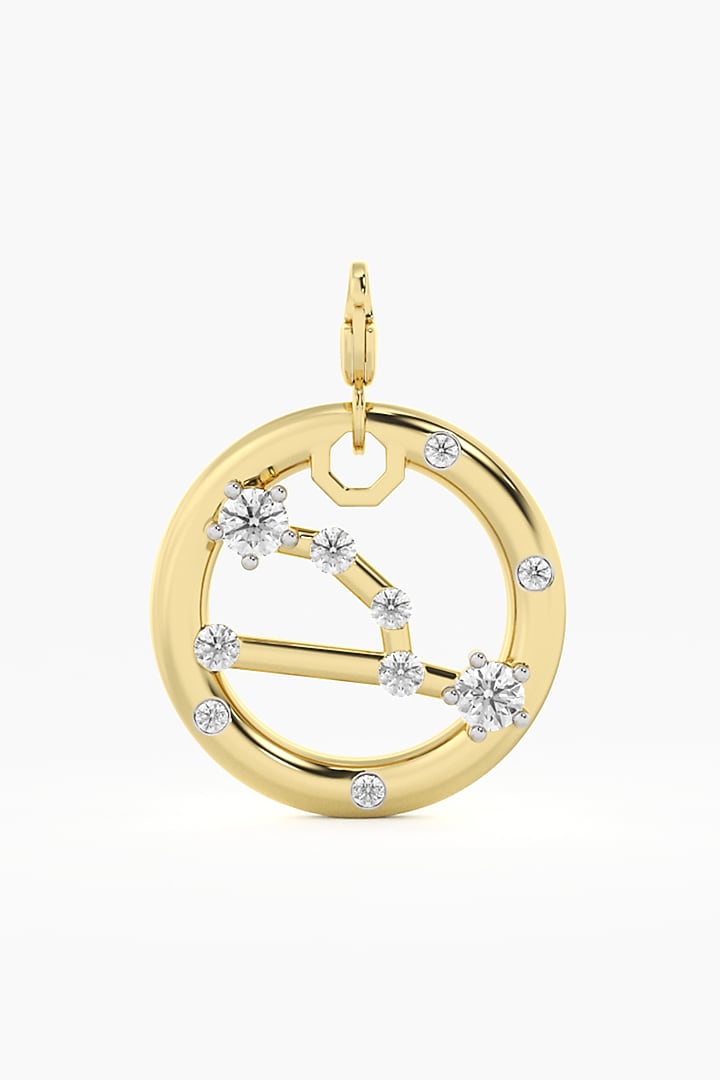 9kt Yellow Gold Finish Diamond Taurus Zodiac Charm by ASHTH at Pernia's Pop Up Shop