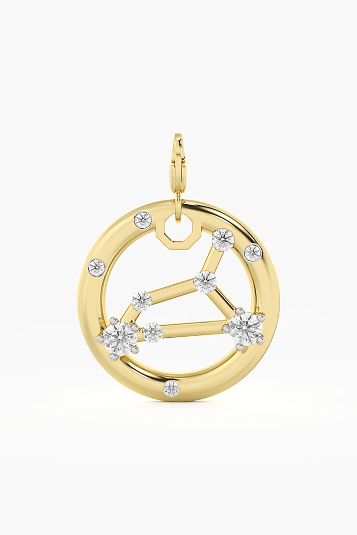 9kt Yellow Gold Finish Diamond Leo Zodiac Charm by ASHTH at Pernia's Pop Up Shop