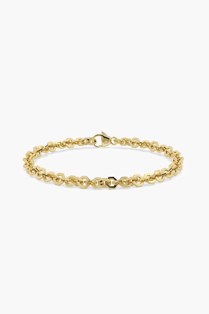 9kt Yellow Gold Finish Octagon-Shaped Chain Charm Bracelet by ASHTH at Pernia's Pop Up Shop