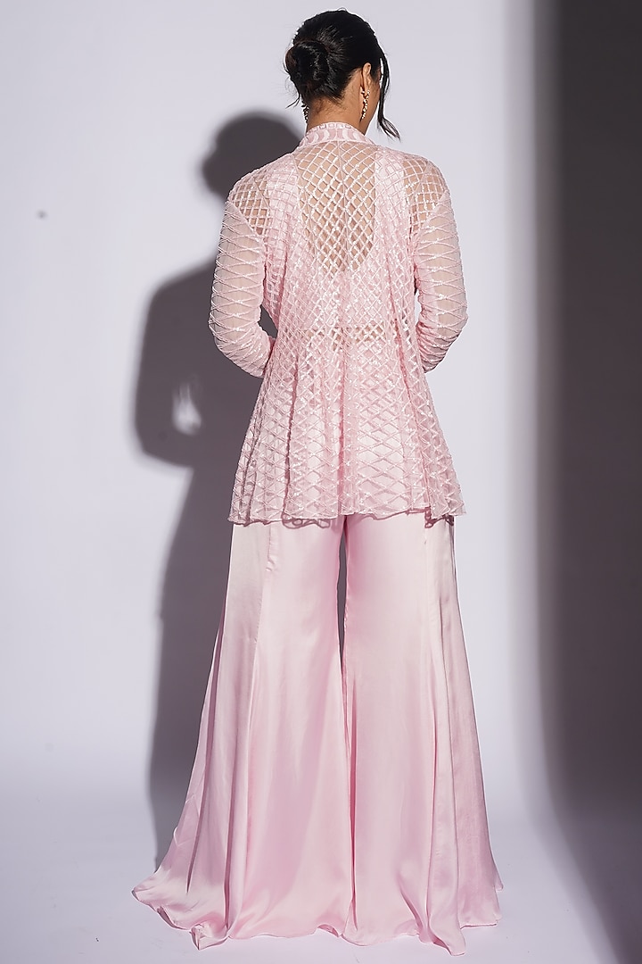 Pink Bemberg Satin Cutwork Sharara Set by ASHUTOSH JOSHI at Pernia's Pop Up Shop