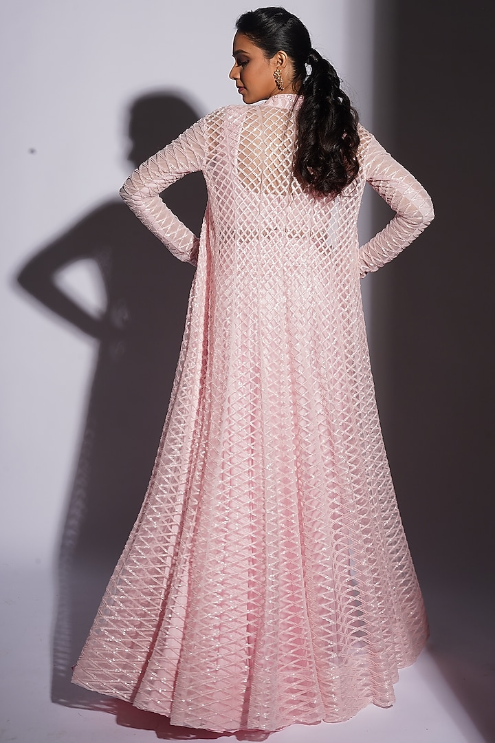 Pink Bemberg Satin Jacket Bridal Lehenga Set by ASHUTOSH JOSHI at Pernia's Pop Up Shop