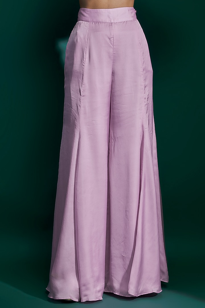 Lavender Natural Crepe Paisley Printed & Hand Embroidered Kurta Set by ASHUTOSH JOSHI at Pernia's Pop Up Shop