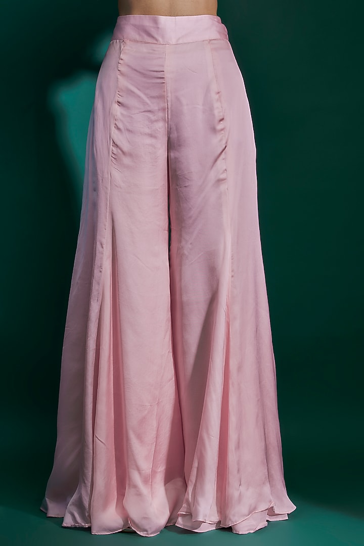 Blush Pink Natural Crepe Paisley Printed & Hand Embroidered Kurta Set by ASHUTOSH JOSHI at Pernia's Pop Up Shop