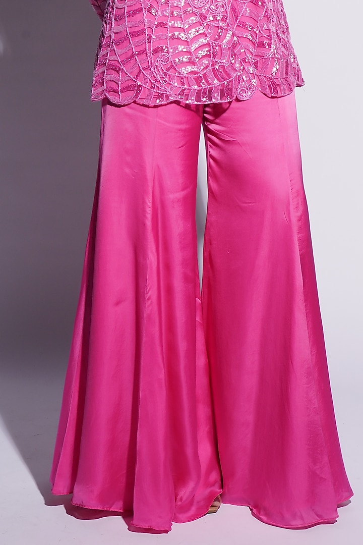 Hot Pink Bemberg Satin Cutwork & Dori Embroidered Kurta Set by ASHUTOSH JOSHI at Pernia's Pop Up Shop