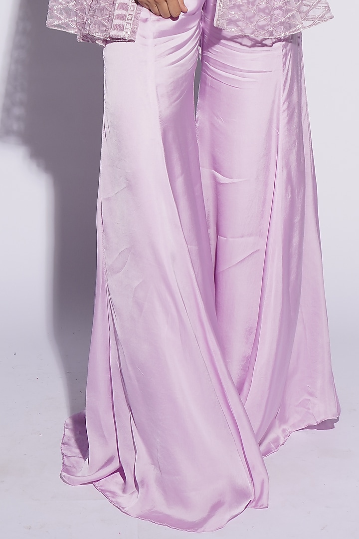 Light Lavender Bemberg Satin Cutwork Bridal Sharara Set by ASHUTOSH JOSHI at Pernia's Pop Up Shop