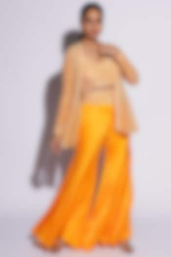 Orange Bemberg Satin Cutwork Sharara Set by ASHUTOSH JOSHI at Pernia's Pop Up Shop