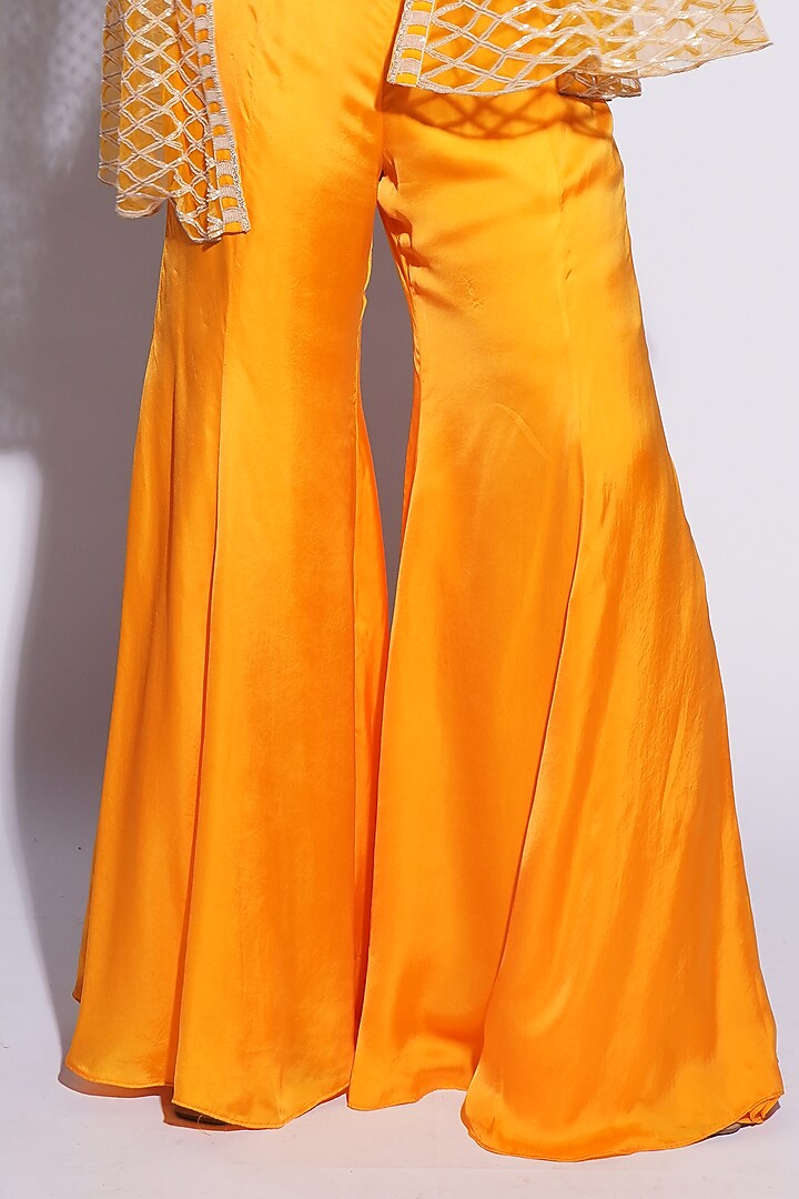 Orange Bemberg Satin Cutwork Bridal Sharara Set by ASHUTOSH JOSHI at Pernia's Pop Up Shop
