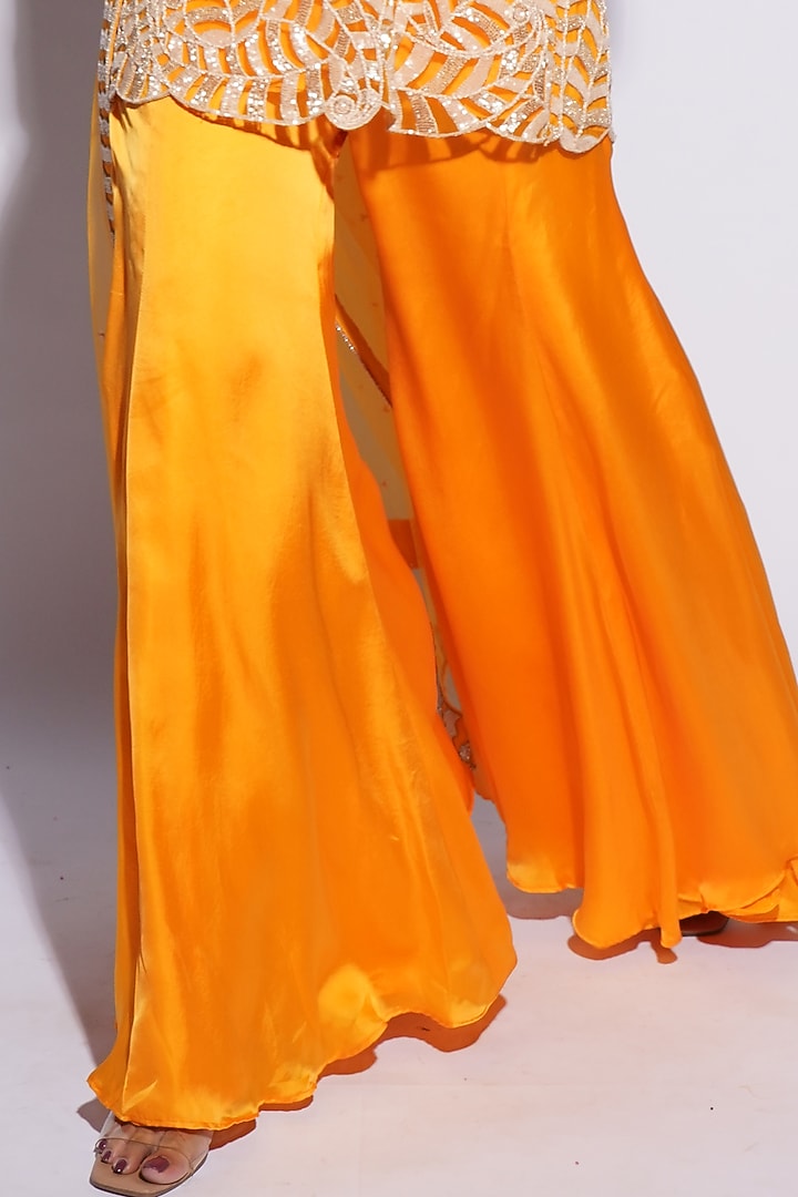 Orange Bemberg Satin Abstract Cutwork Kurta Set by ASHUTOSH JOSHI at Pernia's Pop Up Shop