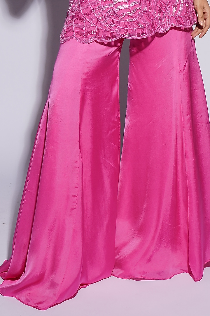 Hot Pink Bemberg Satin Abstract Cutwork Kurta Set by ASHUTOSH JOSHI at Pernia's Pop Up Shop