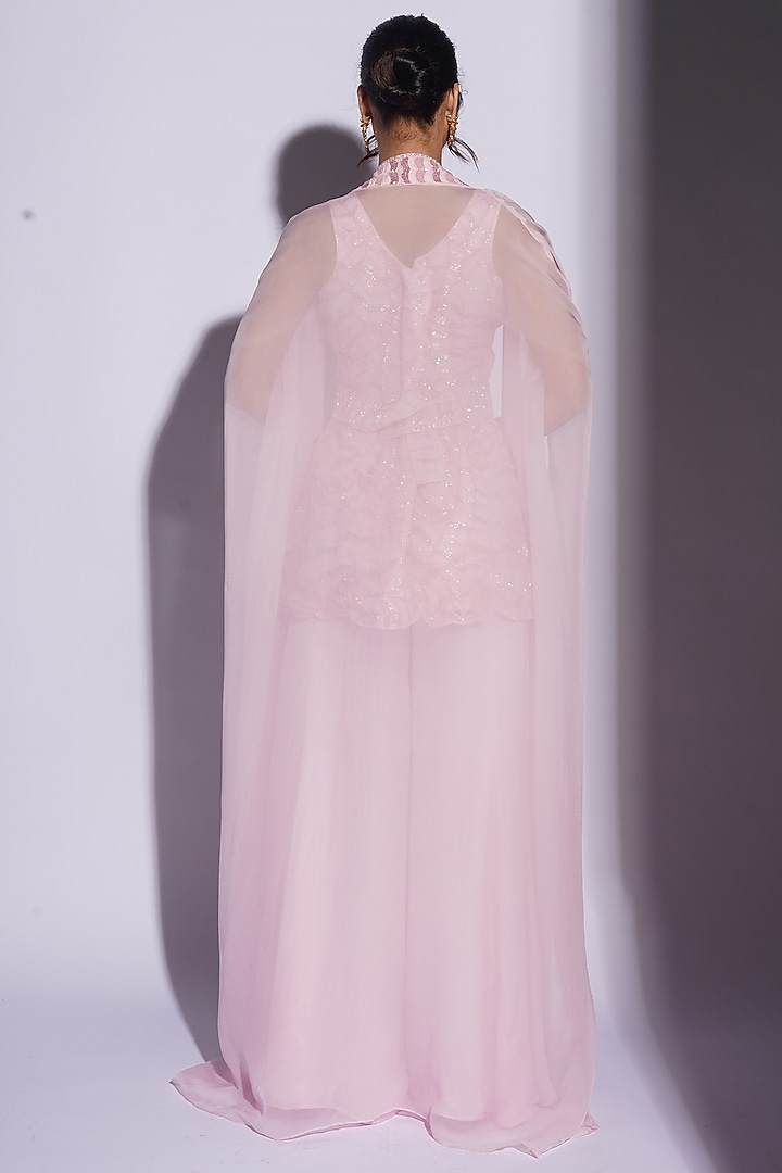 Pink Bemberg Satin Resham Embroidered Jacket Kurta Set by ASHUTOSH JOSHI at Pernia's Pop Up Shop