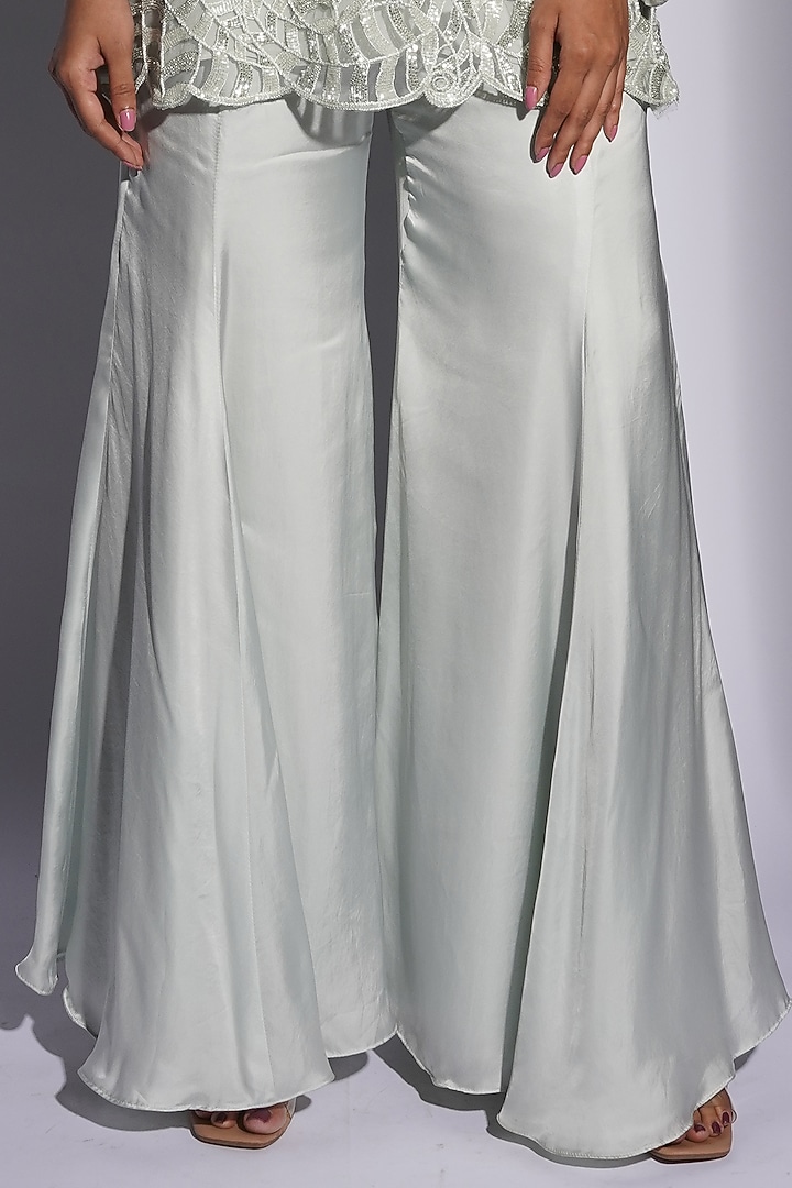 Ice Blue Bemberg Satin Cutwork & Dori Embroidered Kurta Set by ASHUTOSH JOSHI at Pernia's Pop Up Shop