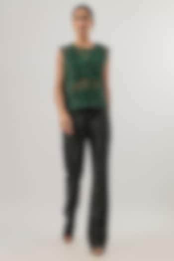 Emerald Green Raw Silk Paisley Embroidered Co-Ord Set by ASHUTOSH JOSHI at Pernia's Pop Up Shop