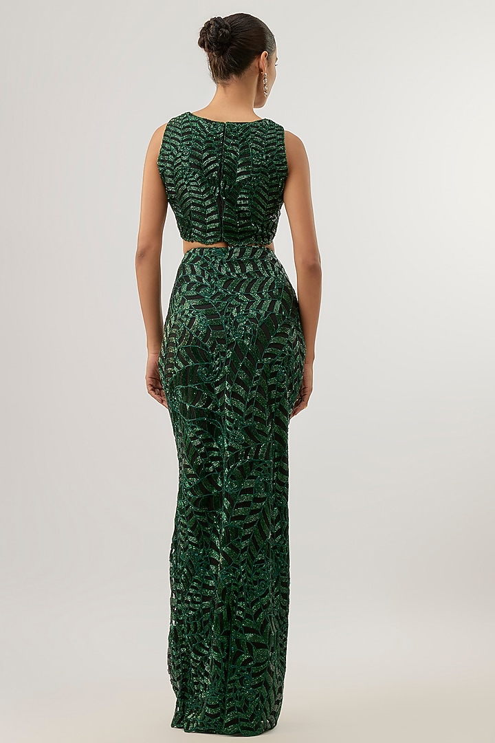 Bottle Green & Black Skirt Set by ASHUTOSH JOSHI at Pernia's Pop Up Shop