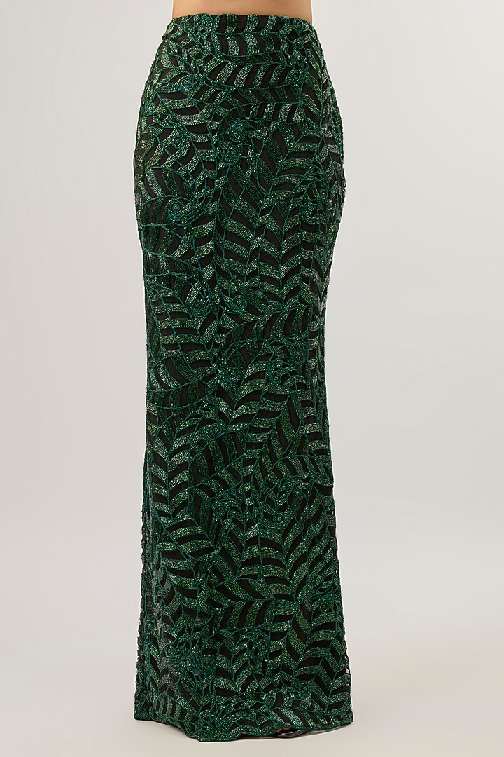 Bottle Green & Black Skirt Set by ASHUTOSH JOSHI at Pernia's Pop Up Shop