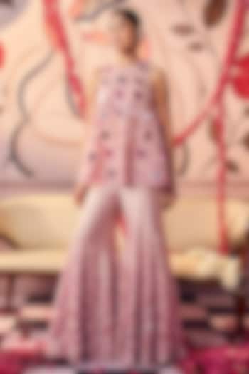 Pink Crepe Mirror Work Bridal Sharara Set by ASHUTOSH JOSHI at Pernia's Pop Up Shop