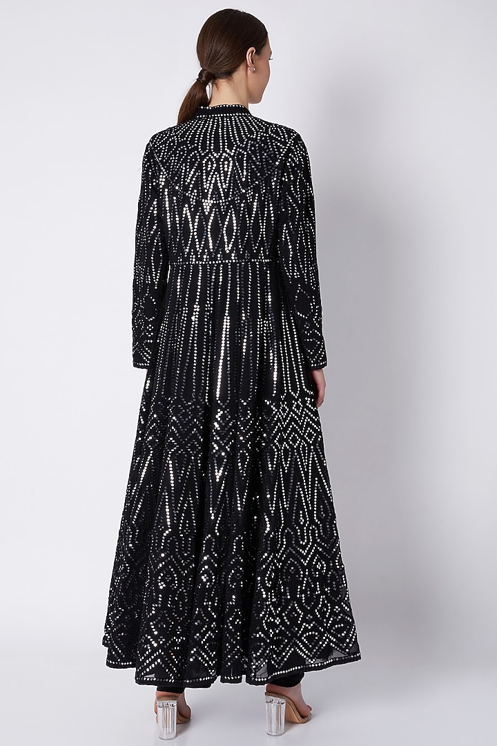 Black Embroidered Bridal Anarkali Set by ASAL By Abu Sandeep at Pernia's Pop Up Shop