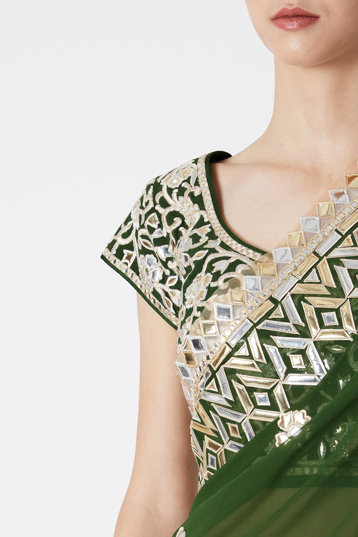 Emerald Green Embroidered Saree Set by ASAL By Abu Sandeep at Pernia's ...