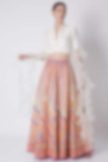 Off-White Concept Blouse With Embroidered Lehenga Set by ASAL By Abu Sandeep