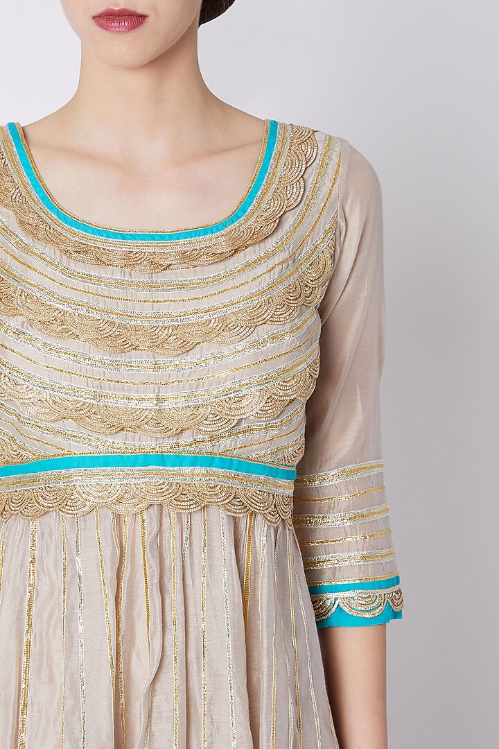 Grey Gota Embroidered Wedding Anarkali Set by ASAL By Abu Sandeep at Pernia's Pop Up Shop