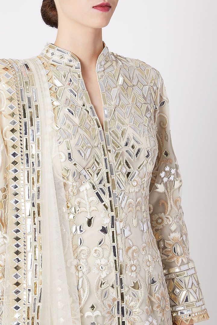 Off White Embroidered Sherwani Set by ASAL By Abu Sandeep at Pernia's Pop Up Shop