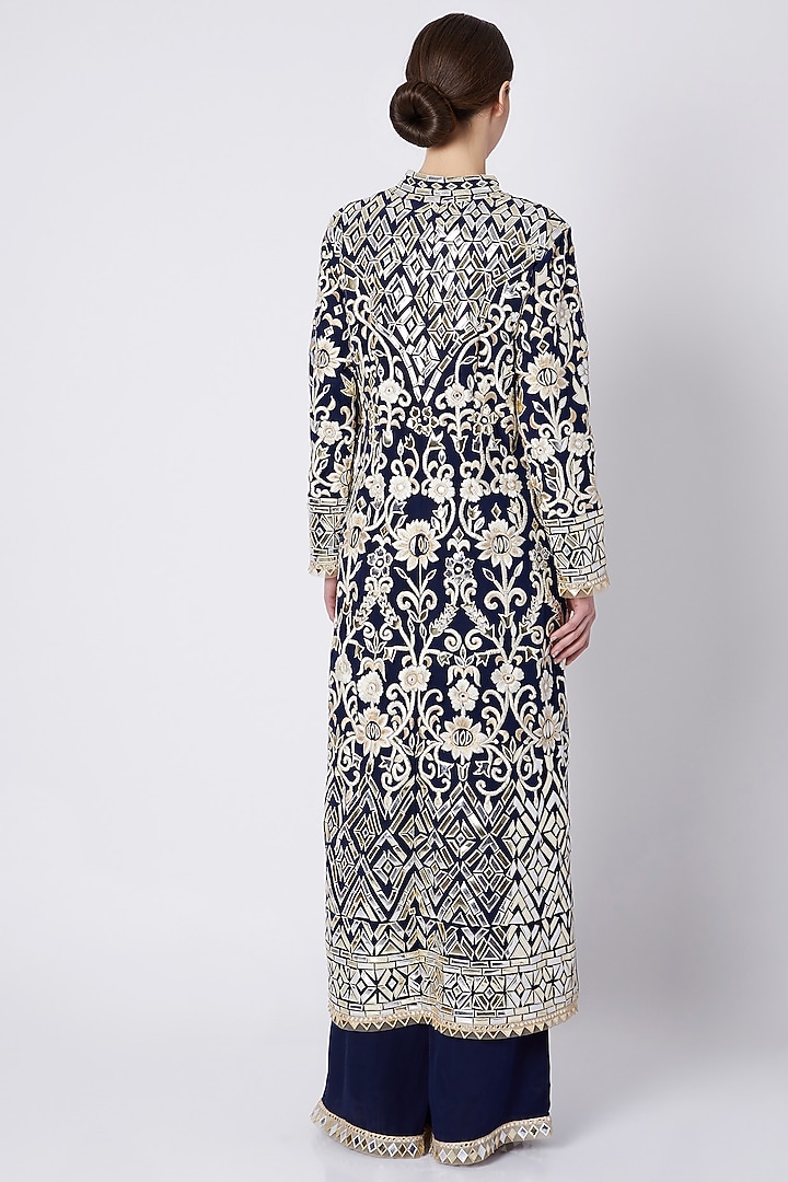 Cobalt Blue Embroidered Sherwani Set by ASAL By Abu Sandeep at Pernia's Pop Up Shop