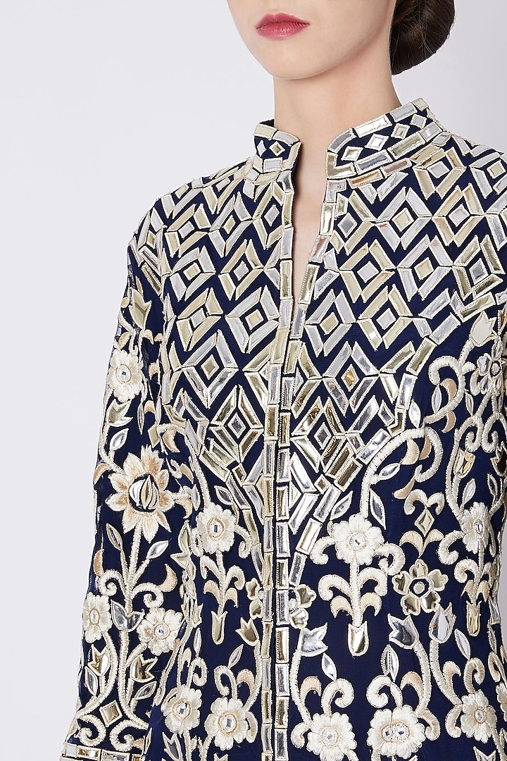 Cobalt Blue Embroidered Sherwani Set by ASAL By Abu Sandeep at Pernia's Pop Up Shop